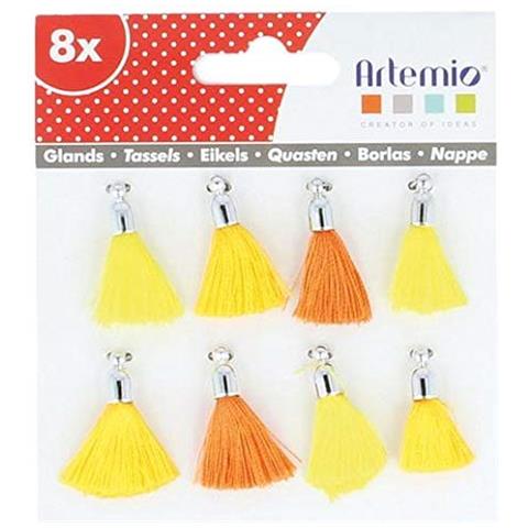 Set De8 pompon Tassels, Tessile, Giallo, 12,5 x 1 x 12,5 cm - Foto 1
