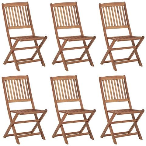 Sedie da Giardino Pieghevoli 6 pz in Legno Massello di Acacia - Foto 1