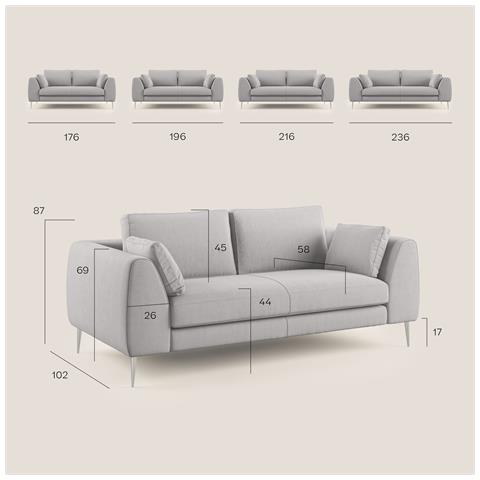 Plano Divano Lineare In Microfibra Tecnica T11 Grigio Chiaro - Foto 12