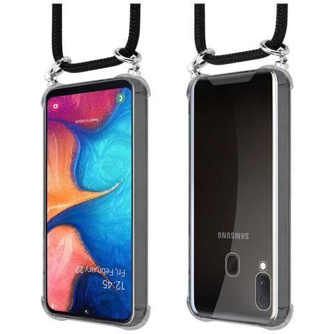 Catena Di Telefoni Cellulari Compatibile Con Samsung Galaxy A20e In Nero - Coperchio Protettivo In Silicone Con Anelli D'argento, Cinturino In Corda E Custodia Staccabile - Foto 8