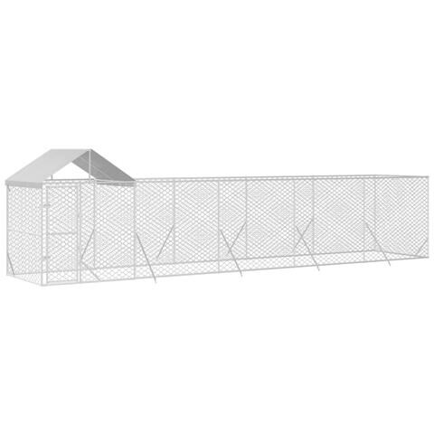 Cuccia Cani Da Esterno Tetto Argento 10x2x2,5 M Acciaio Zincato - Foto 3