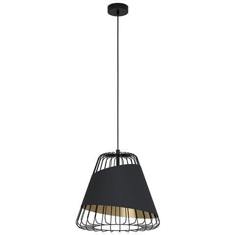 Lampadario Industrial Austell 1 Luce Acciaio Nero E Oro - Foto 1