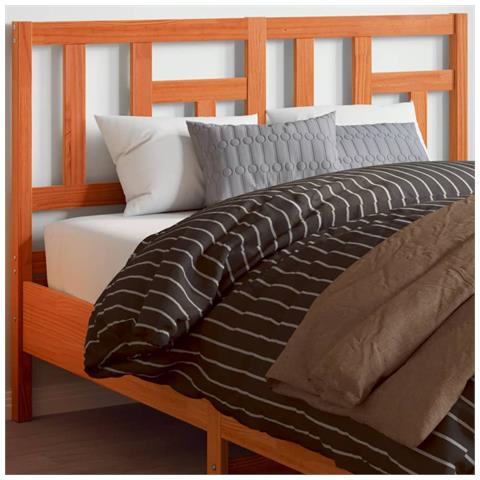 Testiera Letto In Legno Massello Di Pino - Marrone Cera, 180 Cm, Design Moderno, Modello 844264