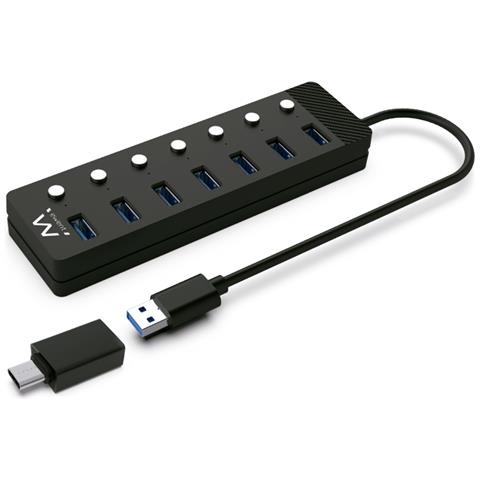 EW1147 hub di interfaccia USB 3.2 Gen 1 (3.1 Gen 1) Type-A 5000 Mbit /s Nero - Foto 1