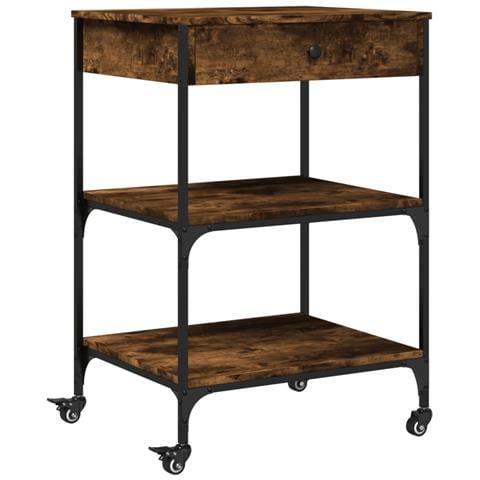 Carrello Da Cucina Rovere Fumo 60x48x89,5 Cm Legno Multistrato - Foto 2