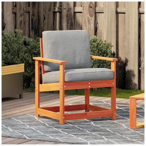 Sedia da Giardino Marrone Cera 62x56x77 cm Legno Massello Pino - Foto 3