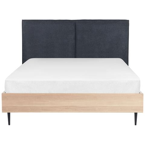Letto Matrimoniale Grigio Scuro E Legno Chiaro 140 X 200 Cm Izernore - Foto 2