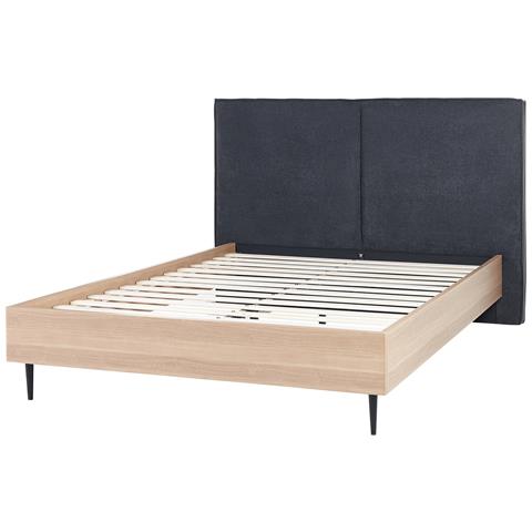 Letto Matrimoniale Grigio Scuro E Legno Chiaro 140 X 200 Cm Izernore - Foto 8