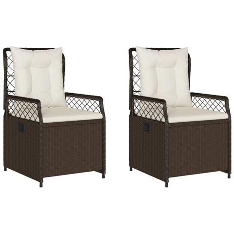 Sedie Da Giardino Reclinabili 2 Pz Marrone In Polyrattan - Foto 2