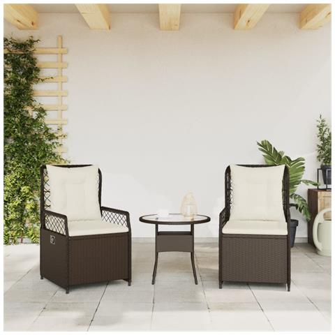 Sedie Da Giardino Reclinabili 2 Pz Marrone In Polyrattan - Foto 3
