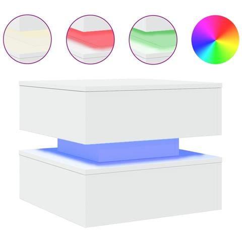 Tavolino Da Salotto Con Luci Led Bianco 50x50x40 Cm - Foto 2
