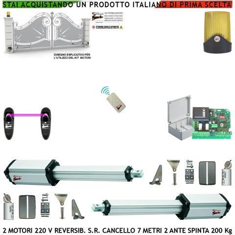 Apricancello Ricambio Per Cancello Da 7 Metri 2 Ante Da 3,5 Metri 2 Motori Elettromeccanici 230 V Stelo Reversibile Co - Foto 1