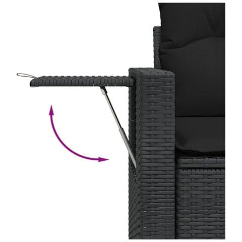 Set Divani Da Giardino 9 Pz Con Cuscini Nero In Polyrattan - Foto 3