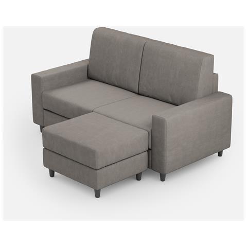 Divano Sakar 2 Posti (due Sedute Da 60cm) + Pouf Misure Esterne L. 148 P. 155 Colore Grigio - Foto 1