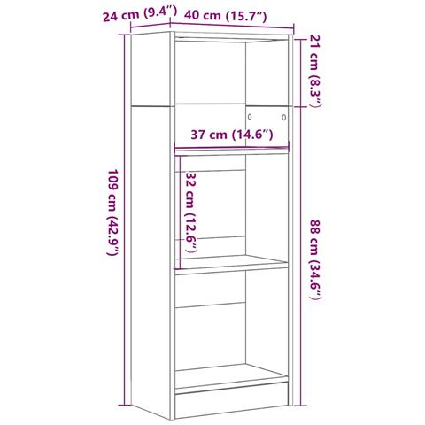 Libreria Rovere Nero 40x24x109 cm in Truciolato - Foto 9