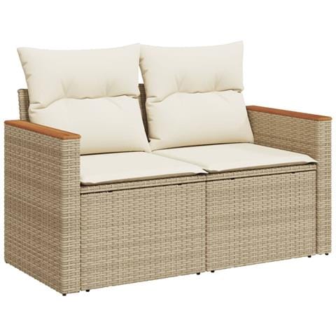 Set Divani Da Giardino 12 Pz Con Cuscini Beige In Polyrattan - Foto 3
