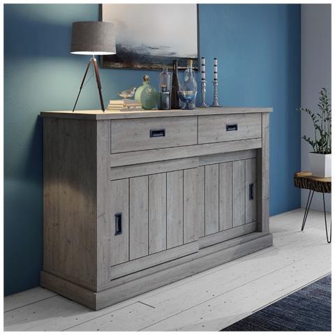 Madia Anthony 52 Con 2 Ante Scorrevoli E 2 Cassetti Colore Ancona Oak Stile Shabby - Foto 1