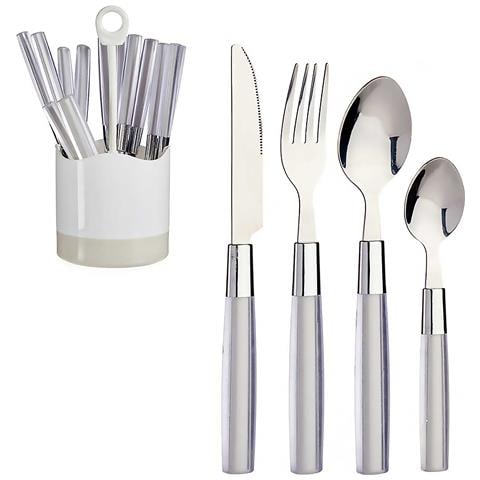 Set 16 Posate In Acciaio Inox Manico Ps Grigio 11x11x25 Cm. Grigio - Foto 1