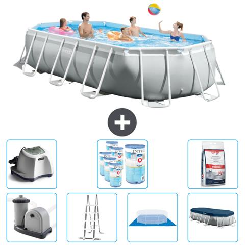 Piscina Fuori Terra - Ovale - 503x274x122 Cm - Grigio - Include Accessori Coordinati Cb58 - Foto 1