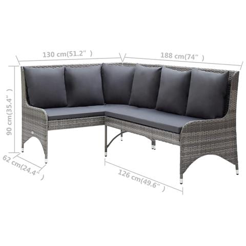 Lusso Casadino -  Divani Angolari Da Giardino 2 Pz In Polyrattan Grigio - Foto 6