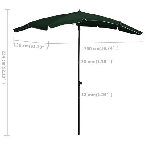 Lusso Casadino -  Ombrellone Da Giardino Con Palo 200x130 Cm Verde - Foto 6