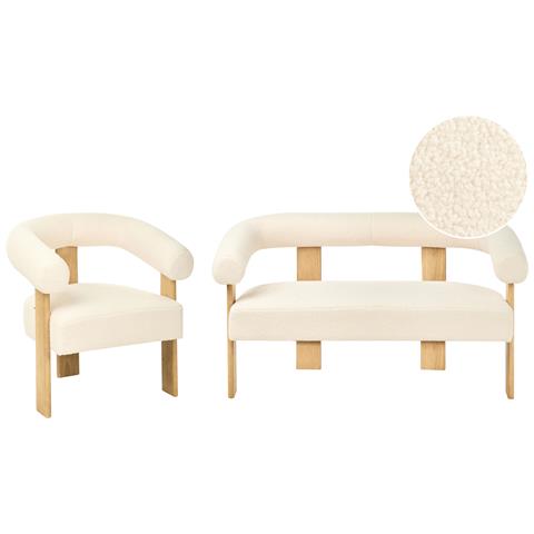 Set Da Salotto Ilbro Bouclé Bianco Sporco /marrone Chiaro - Foto 2
