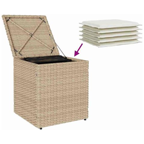 Sgabelli Giardino con Cuscini 4pz Beige 40x40x43 cm Polyrattan - Foto 9