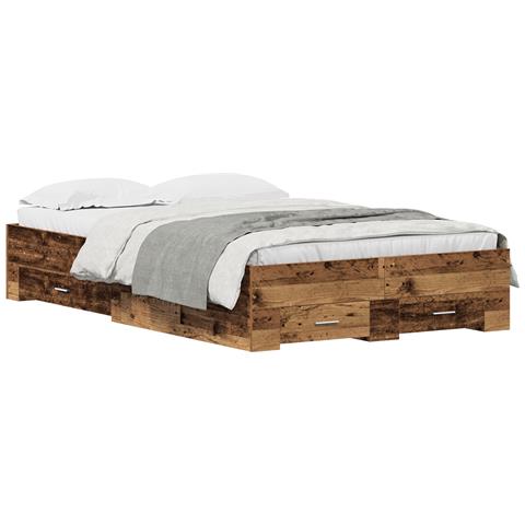 Struttura Letto  con Cassetti Legno Vecchio 120x200 cm Legno Ingegnerizzato - Foto 1