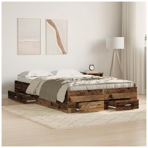 Struttura Letto  con Cassetti Legno Vecchio 120x200 cm Legno Ingegnerizzato - Foto 2