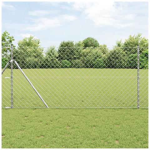 Recinzione a Catena con 7 Pali 1.2x10 m in Acciaio Zincato - Foto 2