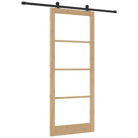 Porta Scorrevole  con Set Hardware 'ORKDAL'Legno Massello e Vetro, Porta Interna  con Vetro 'ORKDAL'93x232x4 cm Legno Massello di Pino - Foto 1