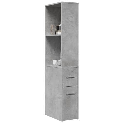 Armadietto da Bagno Stretto con Ruote Grigio Cemento Truciolato - Foto 2