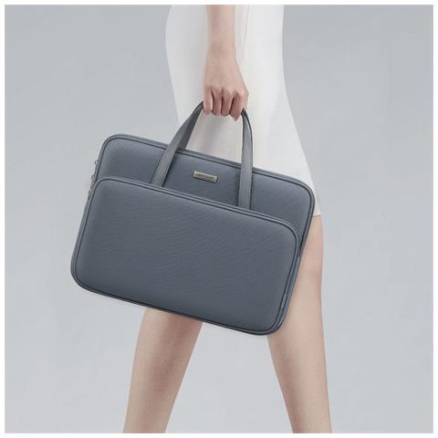 Elegante Borsa Per Laptop In Poliestere Grigio Scuro - Resistente All'acqua, Leggera E Antiurto S - Foto 6