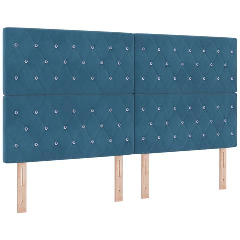 Testiera LED con luci a strisce a LED Blu scuro 90 cm Velluto - Foto 1