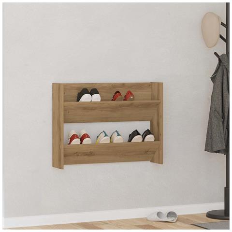 Scarpiera a Muro Rovere Artigianale 80x18x60 cm in Truciolato - Foto 2