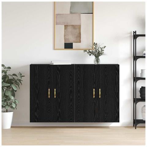 Armadi da Muro 2 pcs Rovere nero 69.5 x 34 x 90 cm - Foto 2