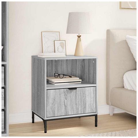 Comodino Grigio sonoma 49 x 36 x 61 cm Legno multistrato - Foto 2