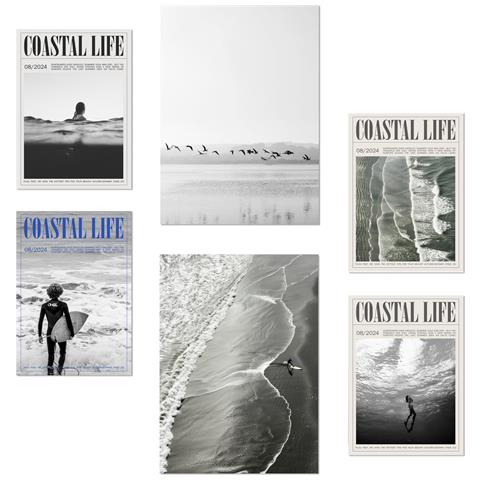 Set Di 6 Stampe Illustrazioni Di Design Estive, Da Spiaggia E Da Mare Per Decorare Le Pareti Delle Stanze Della Tua Casa A3 & A4 Senza Cornice - Foto 1