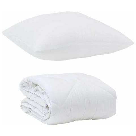 Duvet Estivo con Cuscino 2 pcs Bianco 135 x 200 cm Microfibra - Foto 1