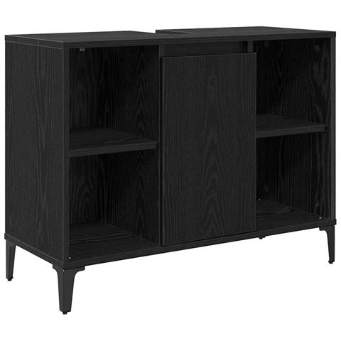 Armadio sottolavello con porta Rovere Nero 80 x 33 x 60 cm - Foto 1
