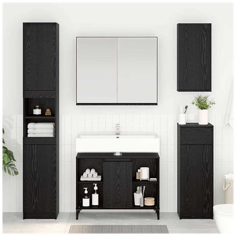 Armadio sottolavello con porta Rovere Nero 80 x 33 x 60 cm - Foto 2