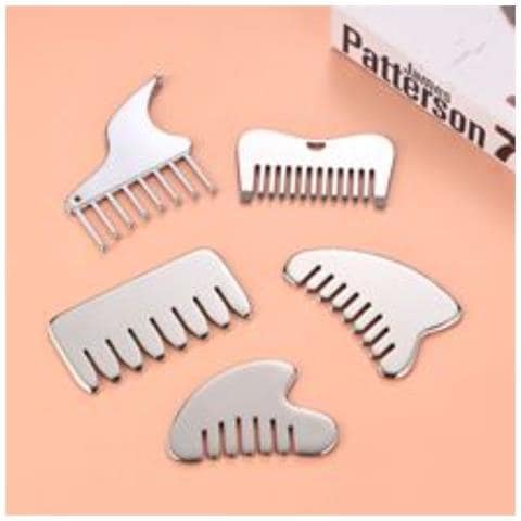 Set Da 2 Strumenti Massaggio Gua Sha In Acciaio Inossidabile - Design A Pettine Di Piano - Foto 4