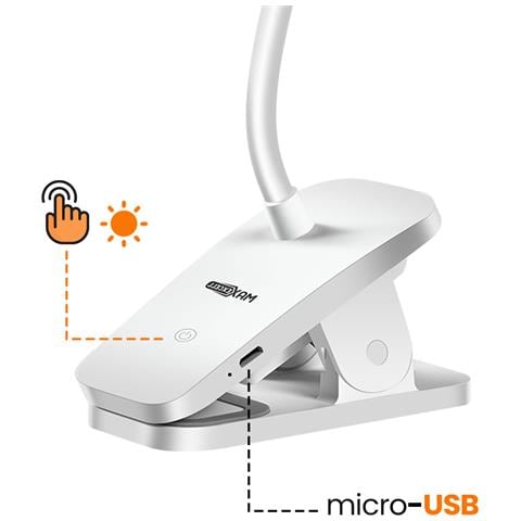 Lampada Da Scrivania Led Flessibile A 360° Senza Fili Con Morsetto Di Fissaggio, Bianco - Foto 2