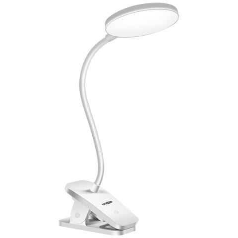 Lampada Da Scrivania Led Flessibile A 360° Senza Fili Con Morsetto Di Fissaggio, Bianco - Foto 1