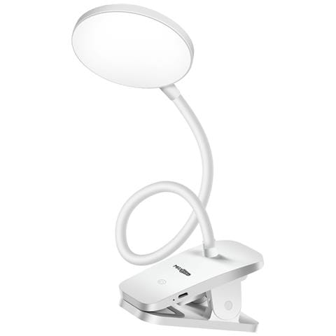 Lampada Da Scrivania Led Flessibile A 360° Senza Fili Con Morsetto Di Fissaggio, Bianco - Foto 5