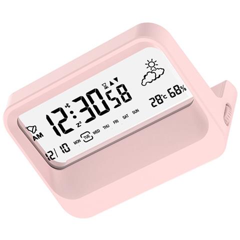 Sveglia Digitale Multifunzione Per Studenti Con Temperatura, Umidità E Timer (batterie Non Incluse) Pink - Foto 2