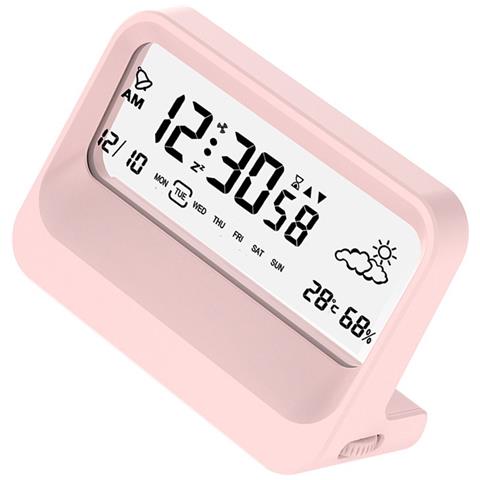 Sveglia Digitale Multifunzione Per Studenti Con Temperatura, Umidità E Timer (batterie Non Incluse) Pink - Foto 3