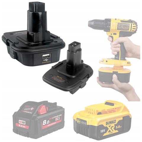 Adattatore Per Batterie Dewalt E Milwaukee 18v Dm18d - Compatibile Con Utensili Dewalt 18v | Facile Montaggio | Alta Efficienza - Foto 1