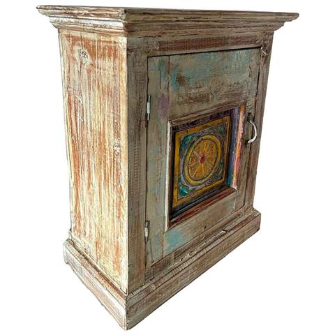 Comodino In Legno Con Finitura Artigianale Marrone 56x28x68h Cm - Foto 1