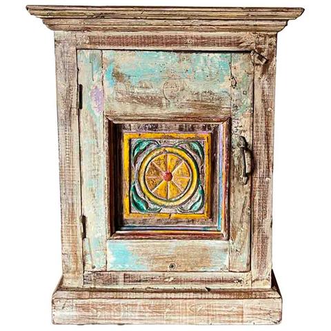 Comodino In Legno Con Finitura Artigianale Marrone 56x28x68h Cm - Foto 2